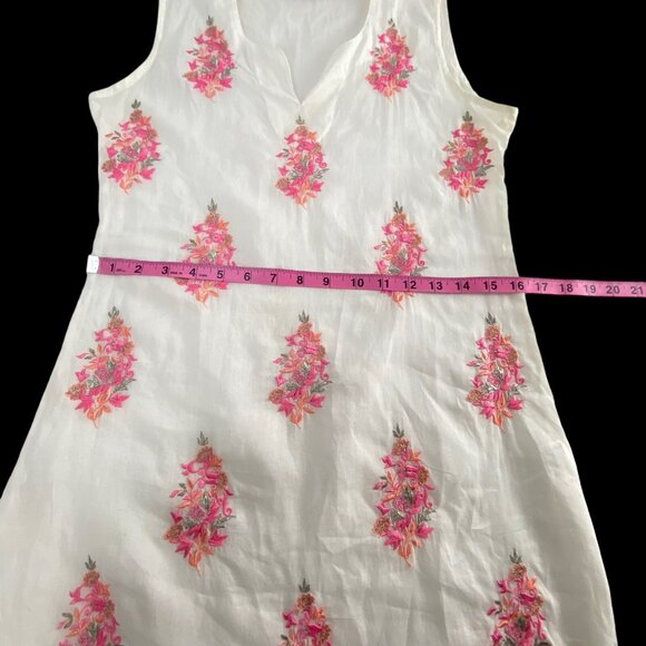 ASEESA Women Embroidered Floral Dress Sleeveless Knee Length Sz S White 26-5 - Picture 9 of 16